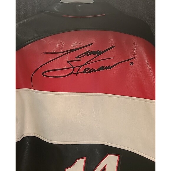Vintage Faux Leather Tony Stewart #14 Old Spice Racing Jacket NASCAR Mens XL - Picture 9 of 11